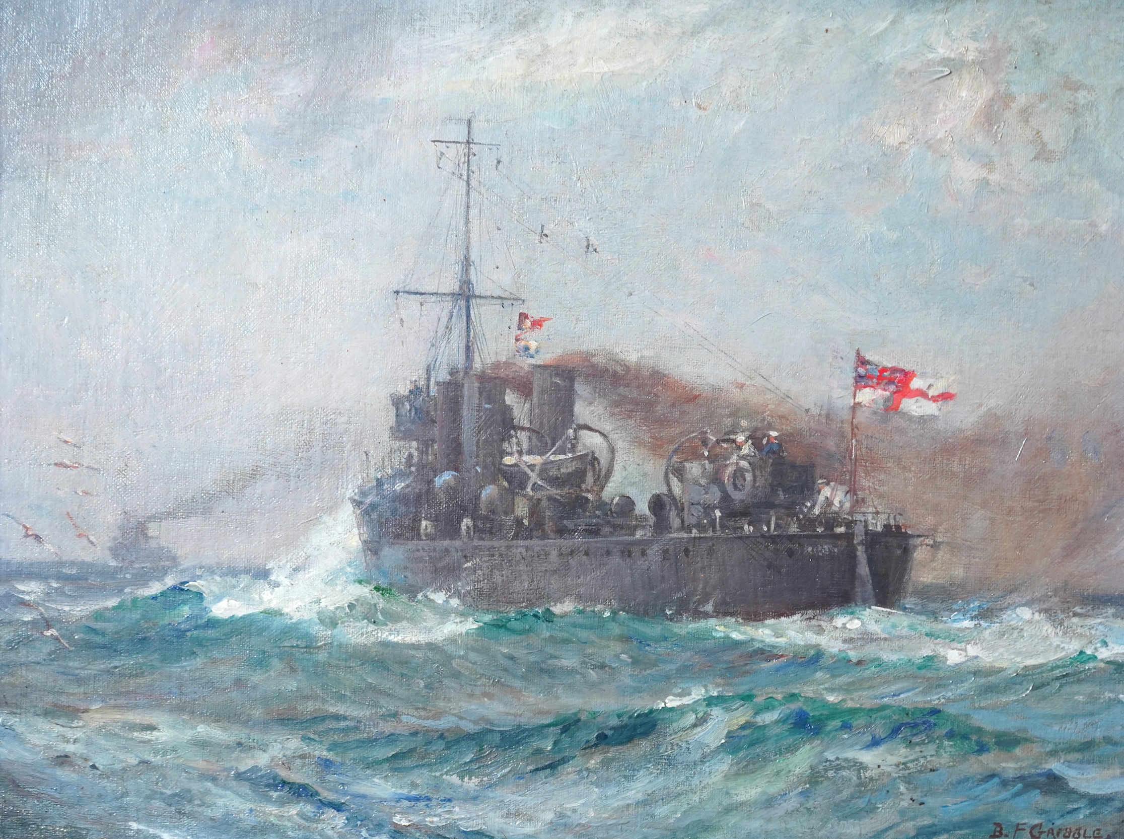 Bernard Finegan Gribble, 1872-1962, 'Three Masted Ships at Sea' and 'Off the Coast'